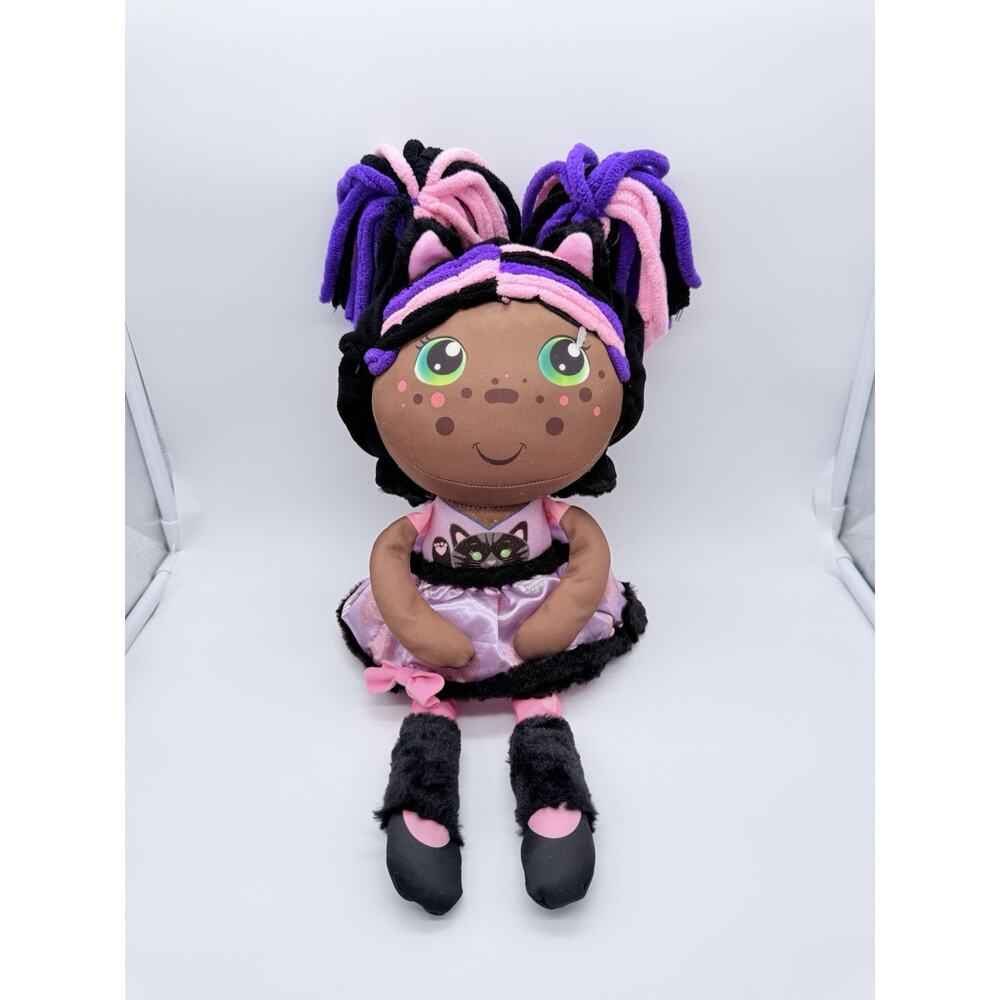 Flip Zee Girl ZURI- 2 in 1 Reversible Plush Baby Doll- Black Pink Kitty Flipzee